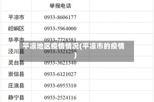 平凉地区疫情情况(平凉市的疫情)