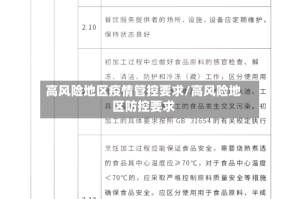 高风险地区疫情管控要求/高风险地区防控要求